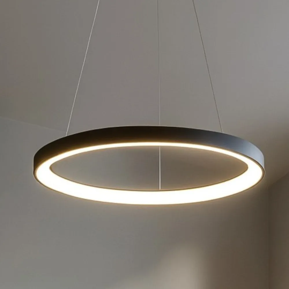 Lampadari Moderni-Vivida International Lampadario per soggiorno nera rotondo led 60w 3000k 4000k vivida lifering-r