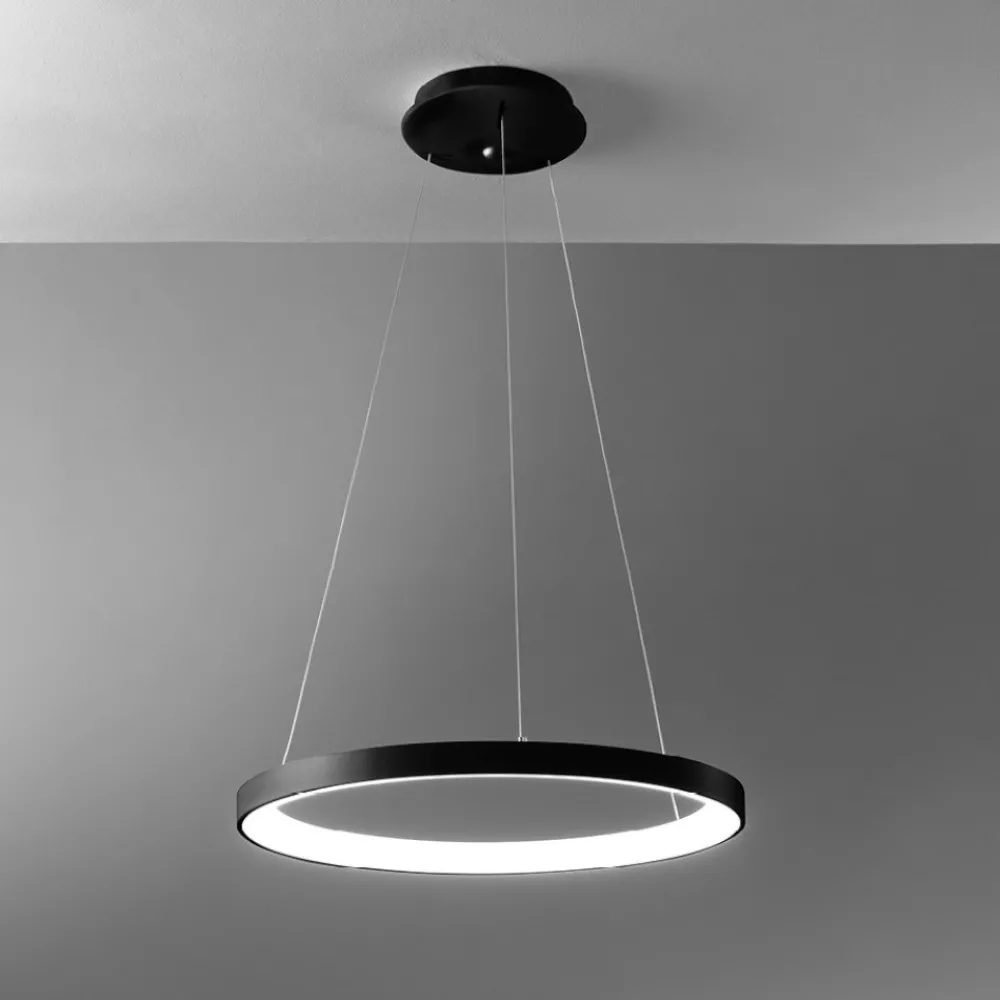 Lampadari Moderni-Vivida International Lampadario per soggiorno nera rotondo led 60w 3000k 4000k vivida lifering-r