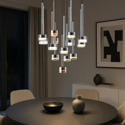 Lampadari Moderni-Selezionato da Mazzolaluce Lampadario per soggiorno nero a cascata vetri multicolor