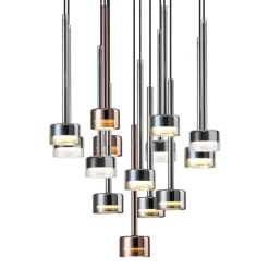 Lampadari Moderni-Selezionato da Mazzolaluce Lampadario per soggiorno nero a cascata vetri multicolor