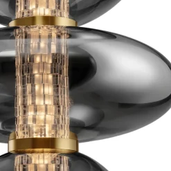 Lampadari Moderni-Selezionato da Mazzolaluce Lampadario per soggiorno oro sfere vetro fume design elegante