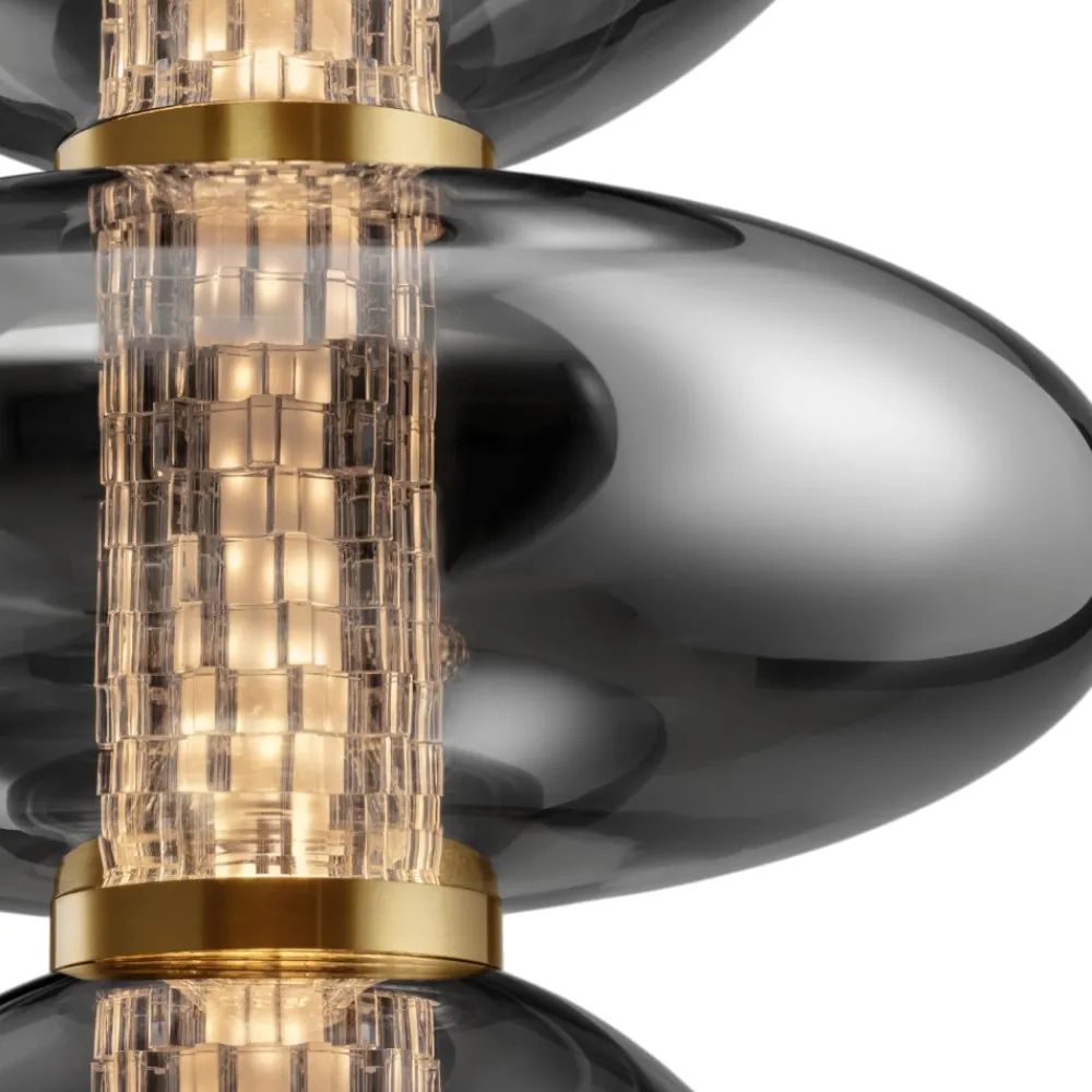Lampadari Moderni-Selezionato da Mazzolaluce Lampadario per soggiorno oro sfere vetro fume design elegante