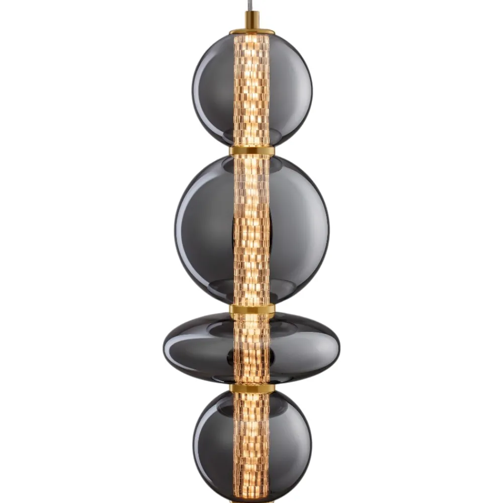 Lampadari Moderni-Selezionato da Mazzolaluce Lampadario per soggiorno oro sfere vetro fume design elegante