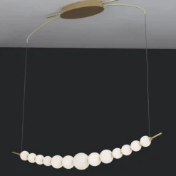 Lampadari Moderni-Selezionato da Mazzolaluce Lampadario per soggiorno perle di vetro oro led 32w 3000k dimmerabile