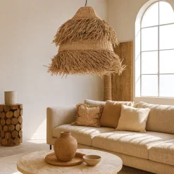 Lampadari Moderni-Selezionato da Mazzolaluce Lampadario per soggiorno rattan e alga marina 80 cm