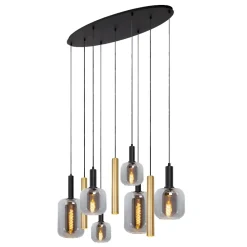 Lampadari Moderni-Selezionato da Mazzolaluce Lampadario per soggiorno sfere in vetro fume cilindri oro