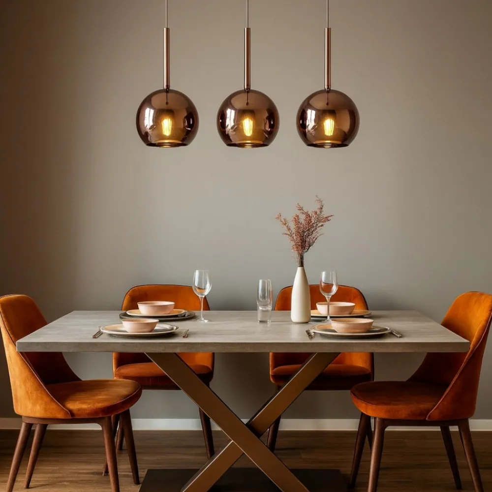Lampadari Moderni-Top Light Lampadario per soggiorno sfere vetro rame
