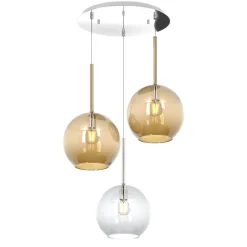 Lampadari Moderni-Top Light Lampadario per soggiorno sfere trasparente ambra