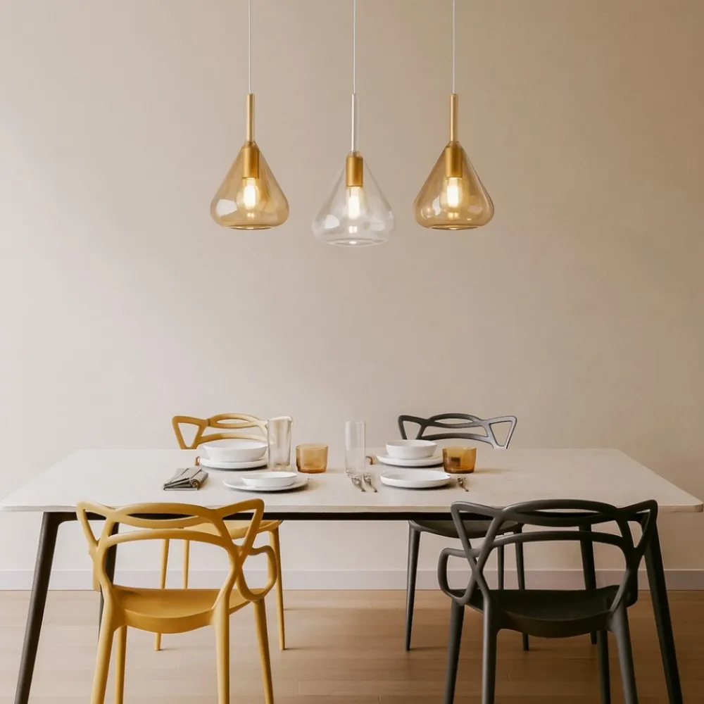 Lampadari Moderni-Top Light Lampadario per soggiorno kona oro ambra