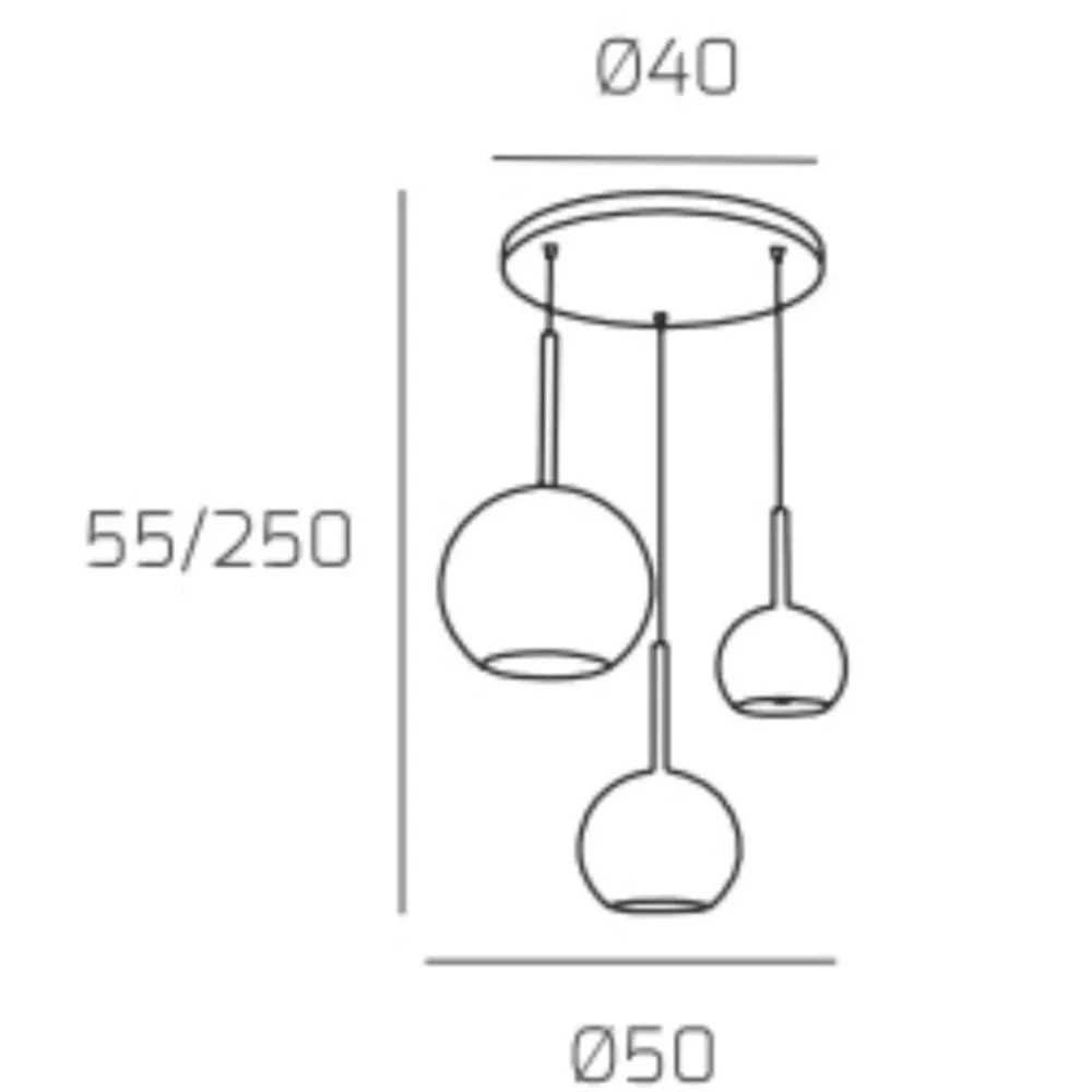 Lampadari Moderni-Top Light Lampadario per soggiorno tre luci vetri ambra trasparenti