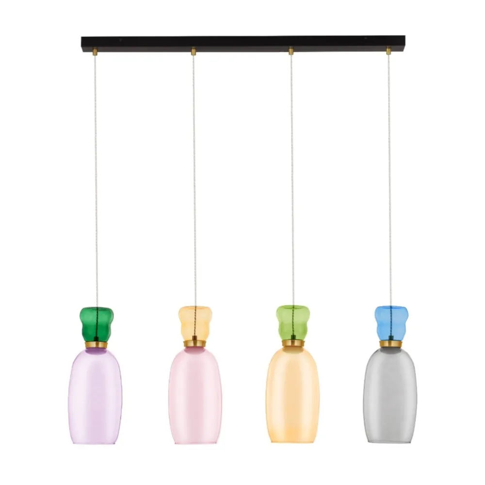 Lampadari Moderni-Selezionato da Mazzolaluce Lampadario per soggiorno 4 vetri multicolore led 32w 3000k