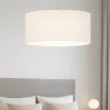 Lampadario Camera Da Letto-Eglo Lampadario per stanza da letto cilindro tessuto bianco pasteri