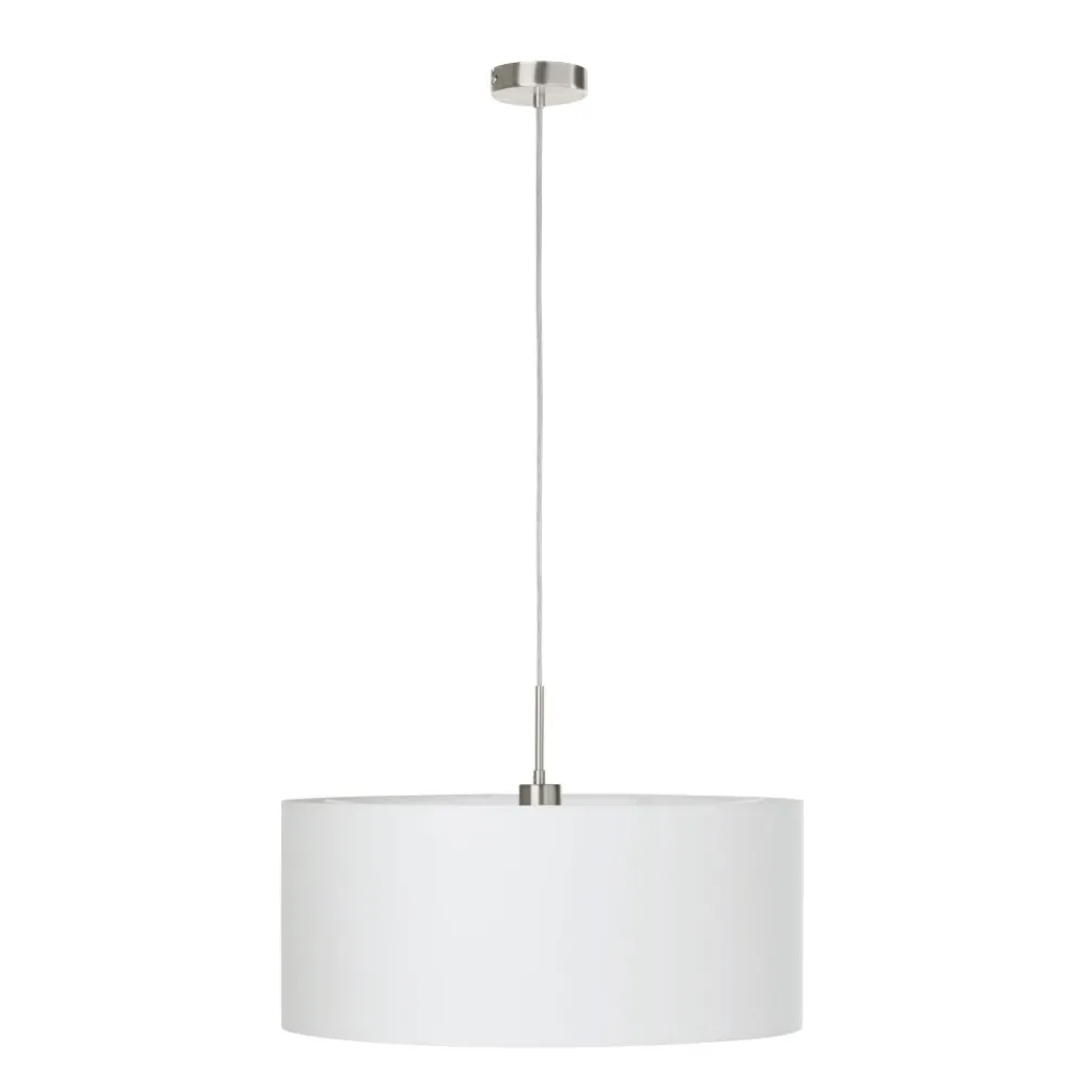 Lampadario Camera Da Letto-Eglo Lampadario per stanza da letto cilindro tessuto bianco pasteri