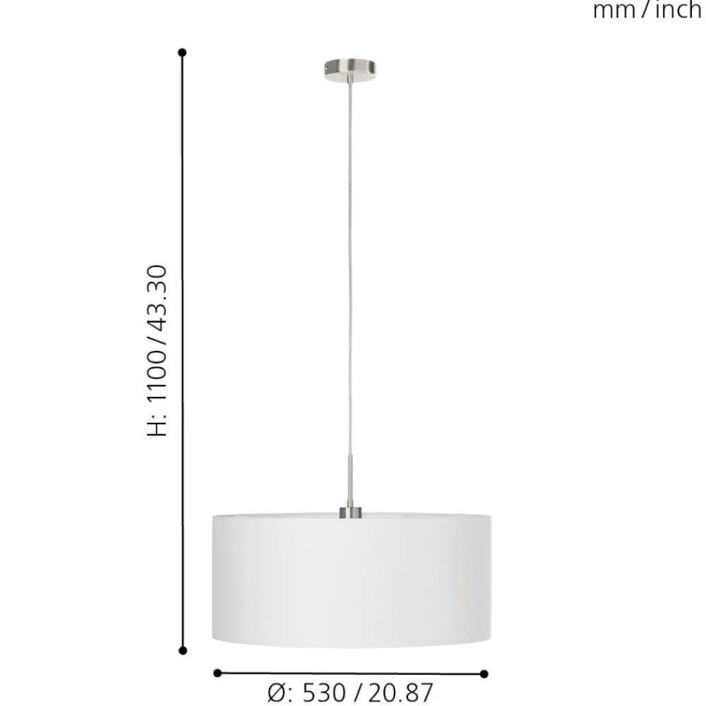 Lampadario Camera Da Letto-Eglo Lampadario per stanza da letto cilindro tessuto bianco pasteri