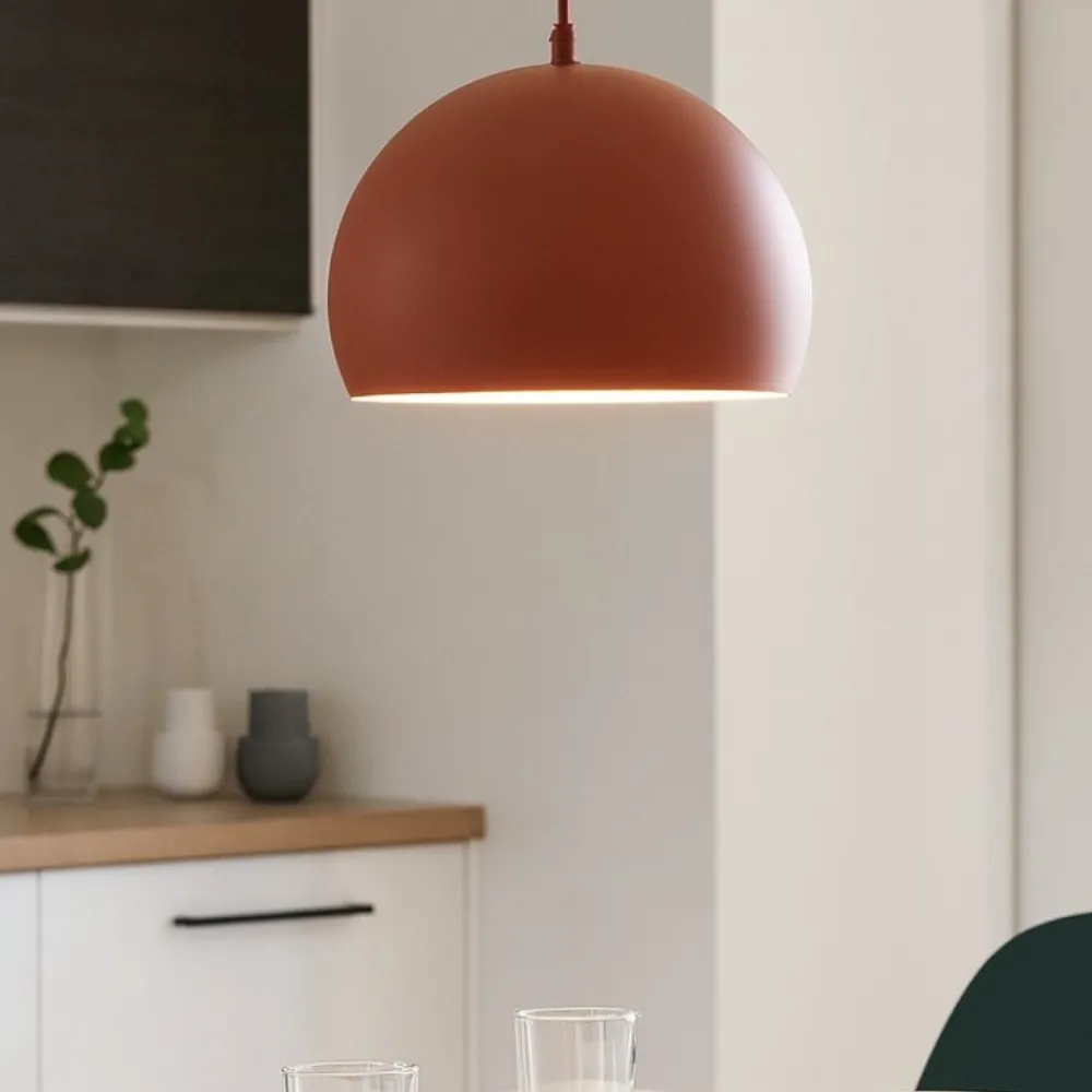 Lampadari Cucina-Selezionato da Mazzolaluce Lampadario per tavolo a cupola rosso mattone 27 cm