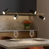 Lampadari Cucina-Selezionato da Mazzolaluce Lampadario per tavolo cucina 4 luci orientabili oro nero