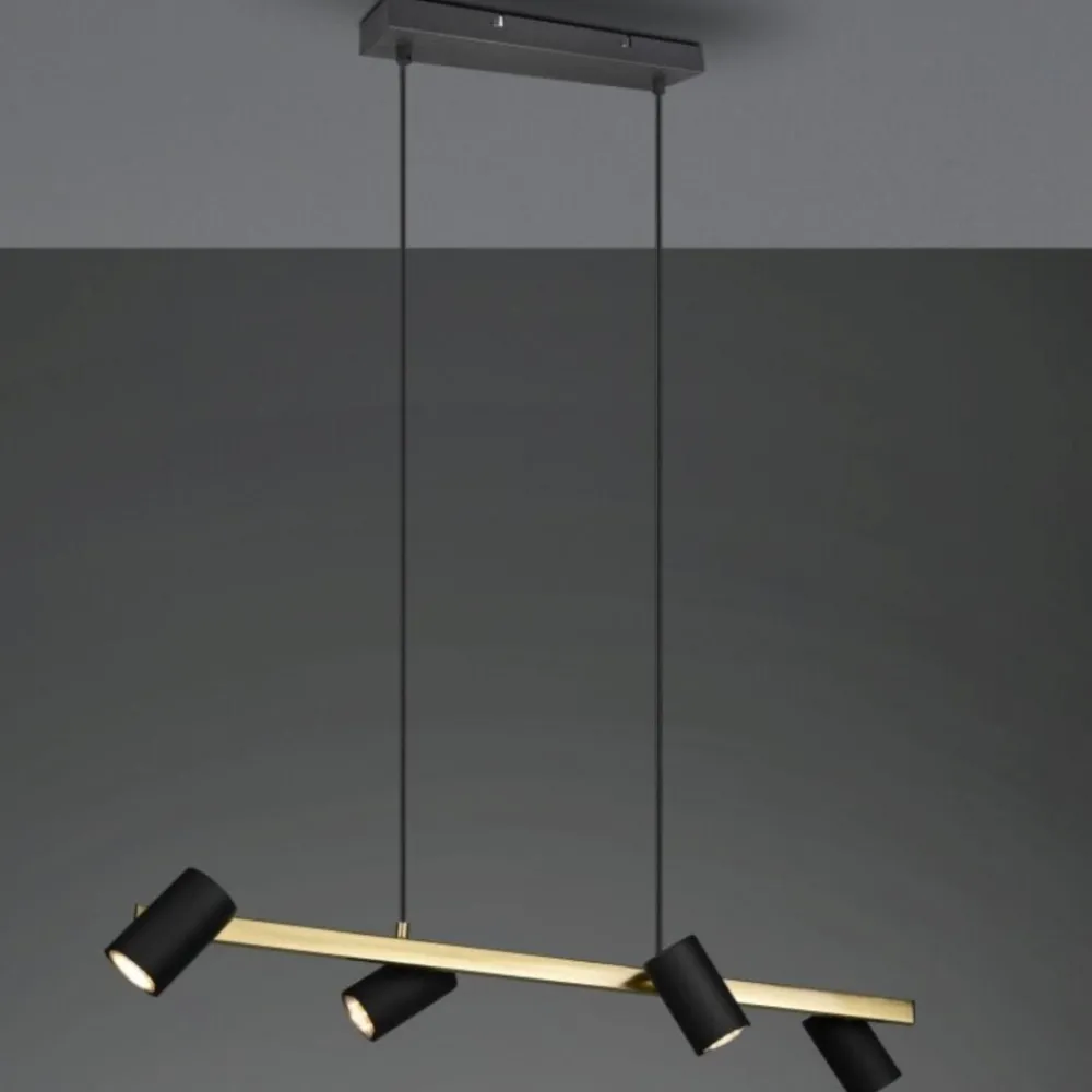 Lampadari Cucina-Selezionato da Mazzolaluce Lampadario per tavolo cucina 4 luci orientabili oro nero