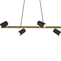 Lampadari Cucina-Selezionato da Mazzolaluce Lampadario per tavolo cucina 4 luci orientabili oro nero