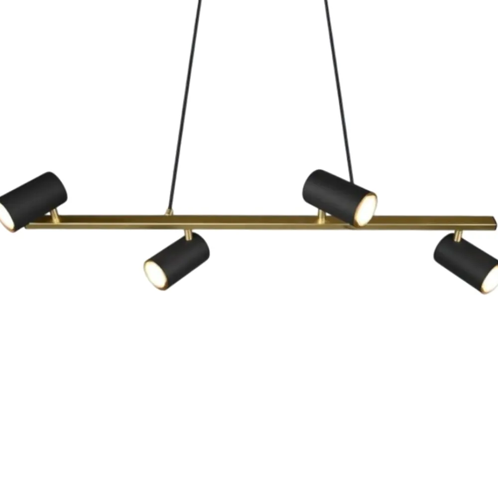 Lampadari Cucina-Selezionato da Mazzolaluce Lampadario per tavolo cucina 4 luci orientabili oro nero