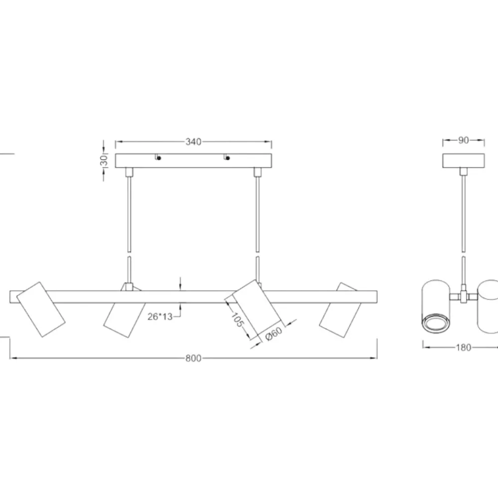 Lampadari Cucina-Selezionato da Mazzolaluce Lampadario per tavolo cucina 4 luci orientabili oro nero
