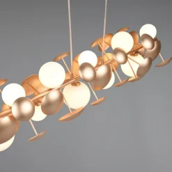 Lampadari Cucina-Selezionato da Mazzolaluce Lampadario per tavolo cucina moderna oro sfere vetro bianco