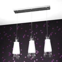 Lampadari Cucina-Top Light Lampadario per tavolo cucina 3 coni vetro toplight cone