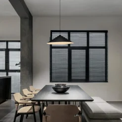 Lampadari Cucina-Selezionato da Mazzolaluce Lampadario per tavolo cucina design minimal nero led 3000k