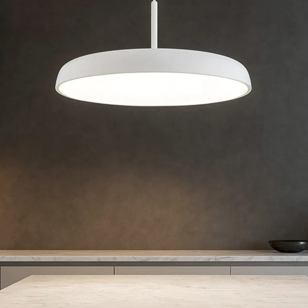 Lampadari Cucina-Selezionato da Mazzolaluce Lampadario per tavolo cucina disco bianco led 40w dimmerabile 3000k
