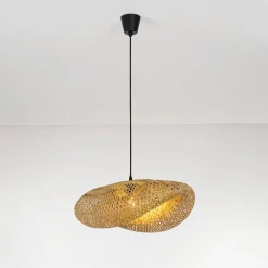 Lampadari Cucina-Selezionato da Mazzolaluce Lampadario per tavolo cucina in rattan bambu 62 cm