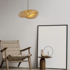 Lampadari Cucina-Selezionato da Mazzolaluce Lampadario per tavolo cucina in rattan bambu 62 cm