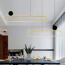 Lampadari Cucina-Selezionato da Mazzolaluce Lampadario per tavolo da cucina led 3200k colore oro geometrico
