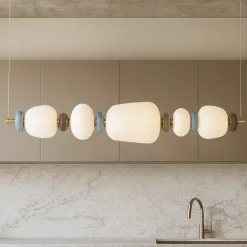 Lampadari Cucina-Selezionato da Mazzolaluce Lampadario per tavolo da cucina moderna vetro porcellana led 3000k