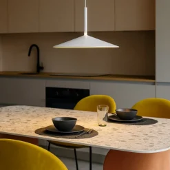 Lampadari Cucina-Selezionato da Mazzolaluce Lampadario per tavolo da cucina disco bianco led 16w 3000k moderno
