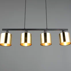 Lampadari Cucina-Selezionato da Mazzolaluce Lampadario per tavolo da cucina oro 4 diffusore in vetro