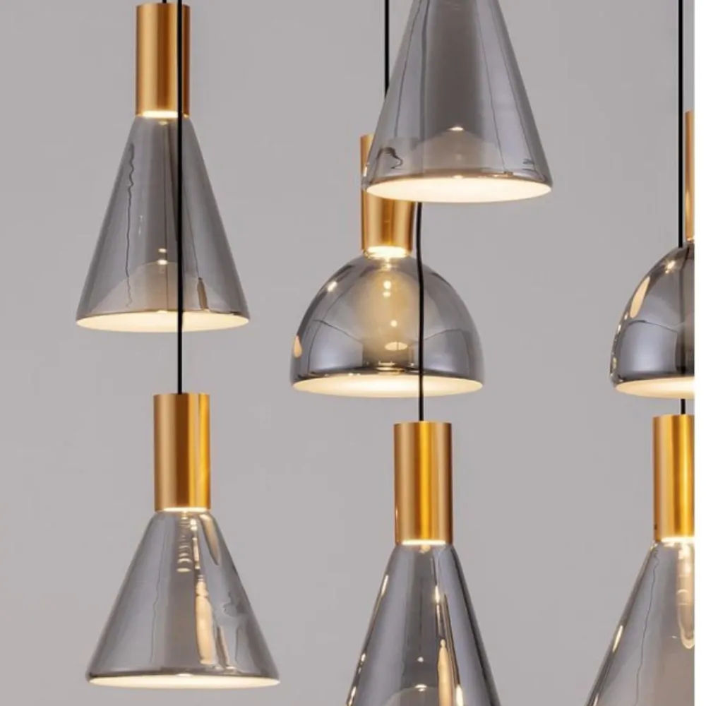 Lampadari Cucina-Selezionato da Mazzolaluce Lampadario per tavolo da pranzo cucina 7 luci led 3000k vetro fume'