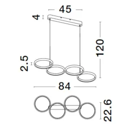 Lampadari Moderni-Selezionato da Mazzolaluce Lampadario per tavolo da pranzo anelli oro led 3000k design