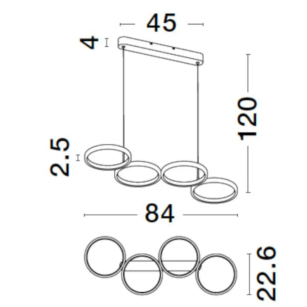 Lampadari Moderni-Selezionato da Mazzolaluce Lampadario per tavolo da pranzo anelli oro led 3000k design