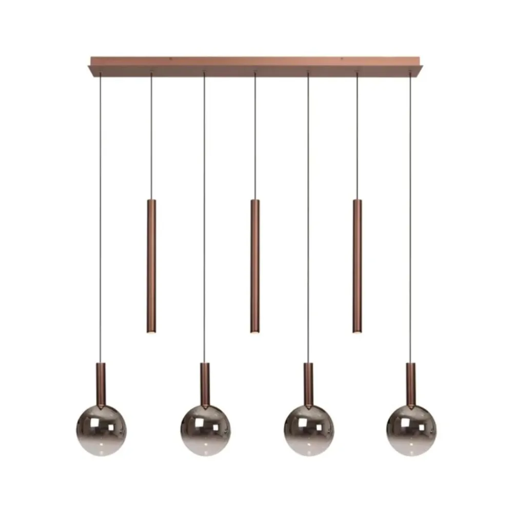 Lampadari Moderni-Selezionato da Mazzolaluce Lampadario per tavolo da pranzo rame led cct 7 luci