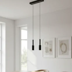 Lampadari Moderni-Selezionato da Mazzolaluce Lampadario per tavolo da pranzo doppia luce nero led 3000k