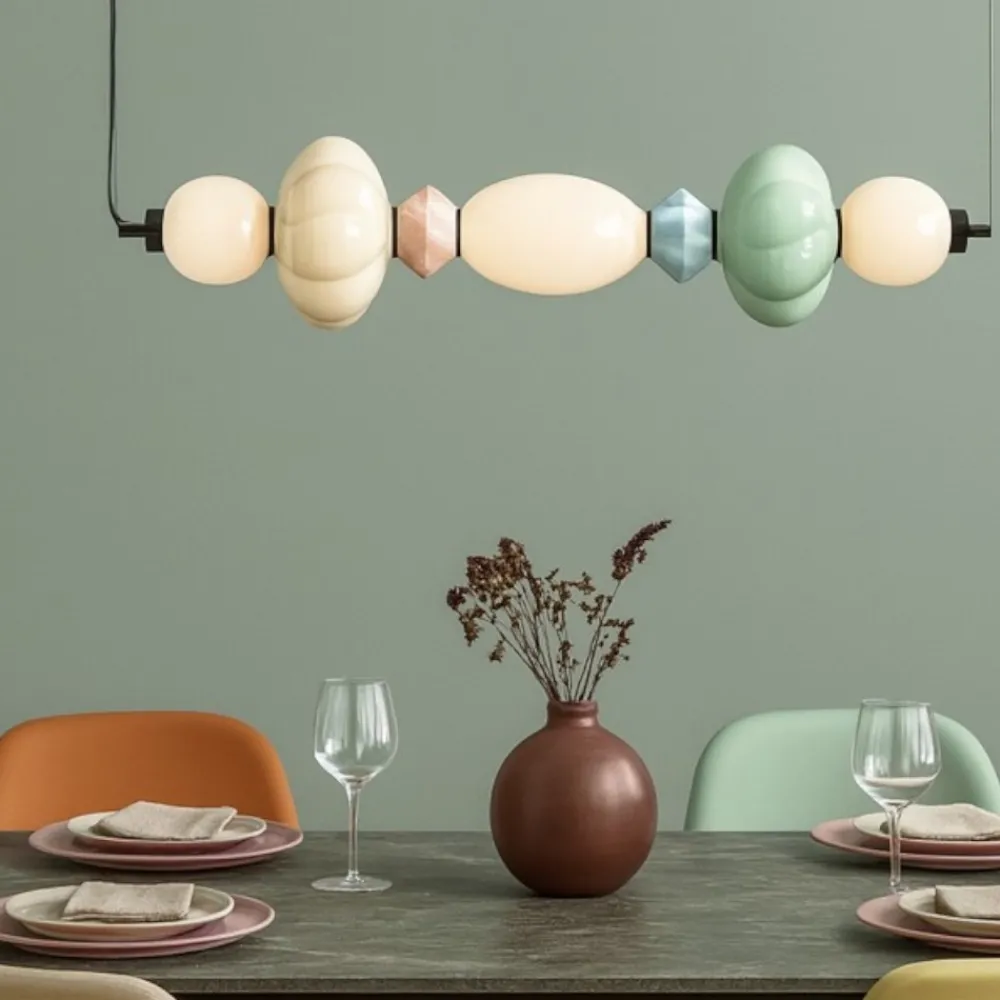 Lampadari Moderni-Selezionato da Mazzolaluce Lampadario per tavolo da pranzo ceramica multicolor vetro led 3000k