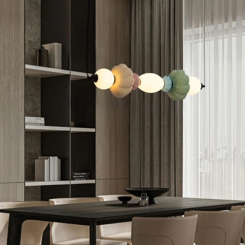 Lampadari Moderni-Selezionato da Mazzolaluce Lampadario per tavolo da pranzo ceramica multicolor vetro led 3000k
