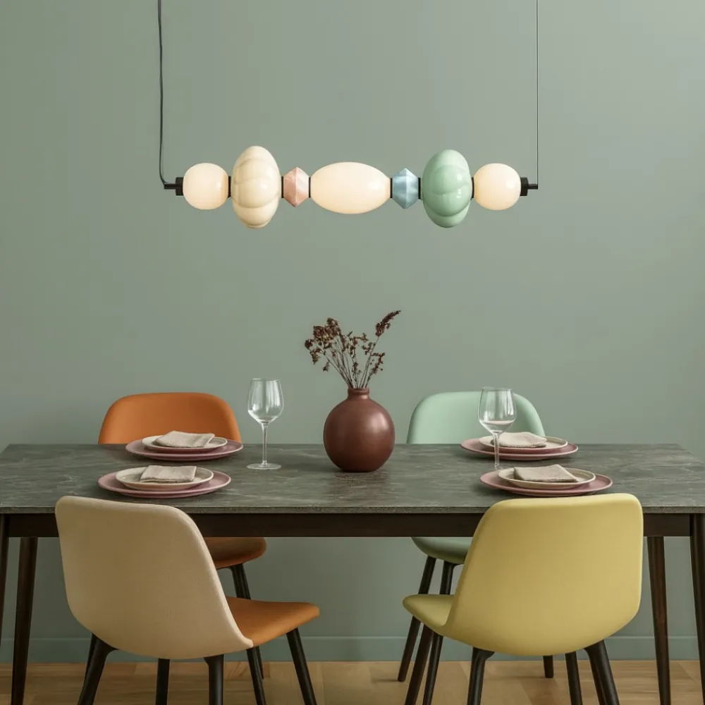 Lampadari Moderni-Selezionato da Mazzolaluce Lampadario per tavolo da pranzo ceramica multicolor vetro led 3000k