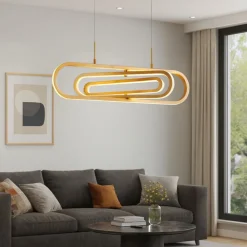 Lampadari Moderni-Selezionato da Mazzolaluce Lampadario per tavolo da pranzo moderno oro orientabile led 3000k