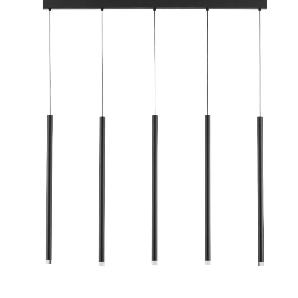 Lampadari Moderni-Selezionato da Mazzolaluce Lampadario per tavolo da pranzo 5 luci clindri neri led 3000k