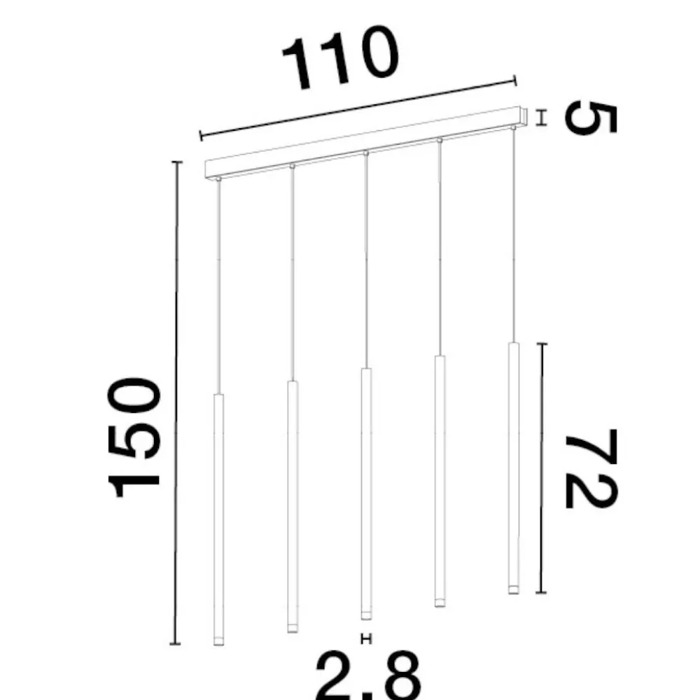 Lampadari Moderni-Selezionato da Mazzolaluce Lampadario per tavolo da pranzo 5 luci clindri neri led 3000k