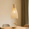 Lampadari Moderni-Selezionato da Mazzolaluce Lampadario per tavolo da pranzo rattan bianco 35 cm