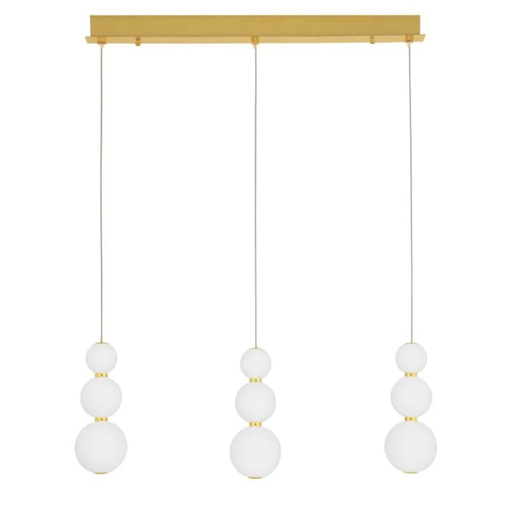 Lampadari Moderni-Selezionato da Mazzolaluce Lampadario per tavolo da pranzo vetro bianco opaco e oro