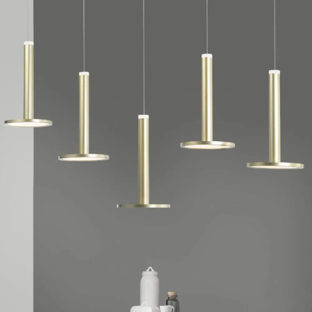 Lampadari Moderni-Selezionato da Mazzolaluce Lampadario per tavolo da pranzo binario ottone led 3000k