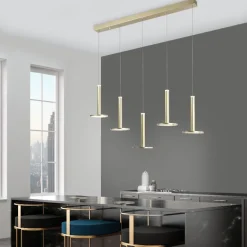 Lampadari Moderni-Selezionato da Mazzolaluce Lampadario per tavolo da pranzo binario ottone led 3000k