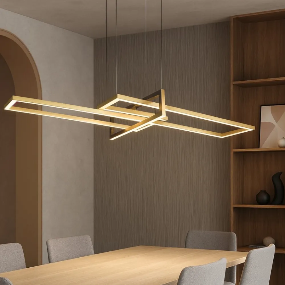 Lampadari Moderni-Selezionato da Mazzolaluce Lampadario per tavolo da soggiorno oro led 34w 3000k dimmerabile